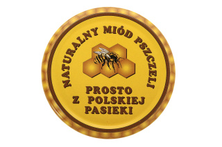 Nakrętka DUŻA fi82/6 brązowo-żółta z napisem, 50 SZT.